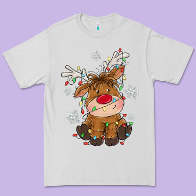 Christmas Reindeer Premium Tee Designed By Maliassmallbusiness