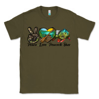 Army Green Peace Love Peacock Bass Classic Tee - LillyAllenDesigns