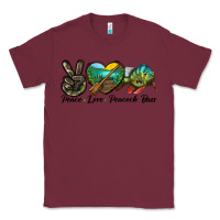 Burgundy Peace Love Peacock Bass Classic Tee - LillyAllenDesigns
