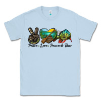 Dusty Blue Peace Love Peacock Bass Classic Tee - LillyAllenDesigns