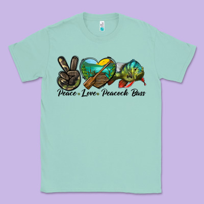 Peace Love Peacock Bass Classic Tee Designed By Lillyallendesigns