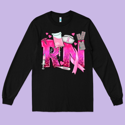 Breast Cancer Rn Registered Nurse Long Sleeve Tee Designed By Texasbilliewilder