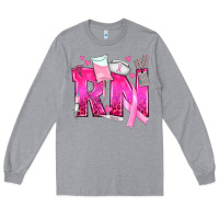 Heather Grey Breast Cancer RN Registered Nurse Long Sleeve Tee - texasbilliewilder