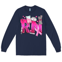 Navy Breast Cancer RN Registered Nurse Long Sleeve Tee - texasbilliewilder