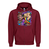 Lgbtq+ And American Flag Zipper Hoodie | Teevron