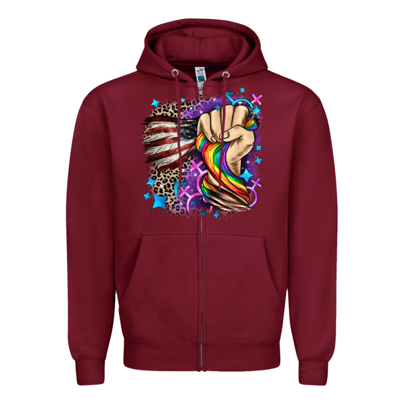Lgbtq+ And American Flag Zipper Hoodie by FaDigitalArtStudio | Teevron