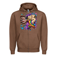 Chestnut LGBTQ+ and American flag Zipper Hoodie - FaDigitalArtStudio