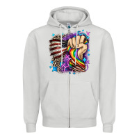 Dove Grey LGBTQ+ and American flag Zipper Hoodie - FaDigitalArtStudio