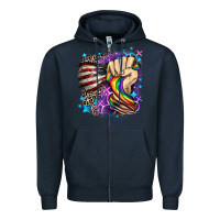 Navy LGBTQ+ and American flag Zipper Hoodie - FaDigitalArtStudio