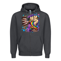 Smoke LGBTQ+ and American flag Zipper Hoodie - FaDigitalArtStudio