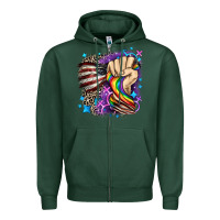 Sports Green LGBTQ+ and American flag Zipper Hoodie - FaDigitalArtStudio