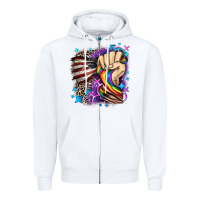 White LGBTQ+ and American flag Zipper Hoodie - FaDigitalArtStudio