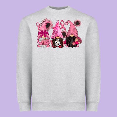 Breast Cancer Gnomes Heavyweight Sweatshirt Designed By Cowgirlartshop