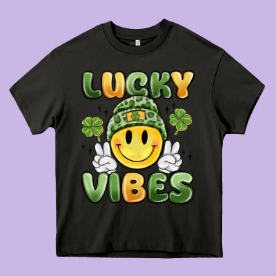 Lucky Vibes Heavy Core Tee Designed By Maliassmallbusiness