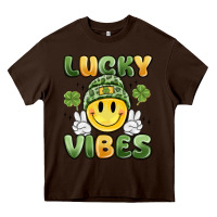 Chocolate Brown lucky vibes Heavy Core Tee - MaliasSmallBusiness