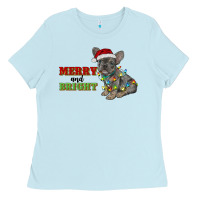 Merry And Bright French Bulldog Ladies Tee | Teevron