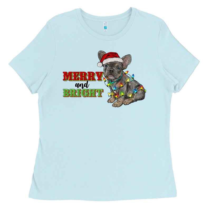 Merry And Bright French Bulldog Ladies Tee by RanaPortraitStore | Teevron