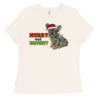 Bone merry and bright french bulldog Ladies Tee - RanaPortraitStore