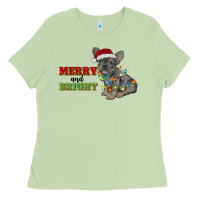 Matcha merry and bright french bulldog Ladies Tee - RanaPortraitStore