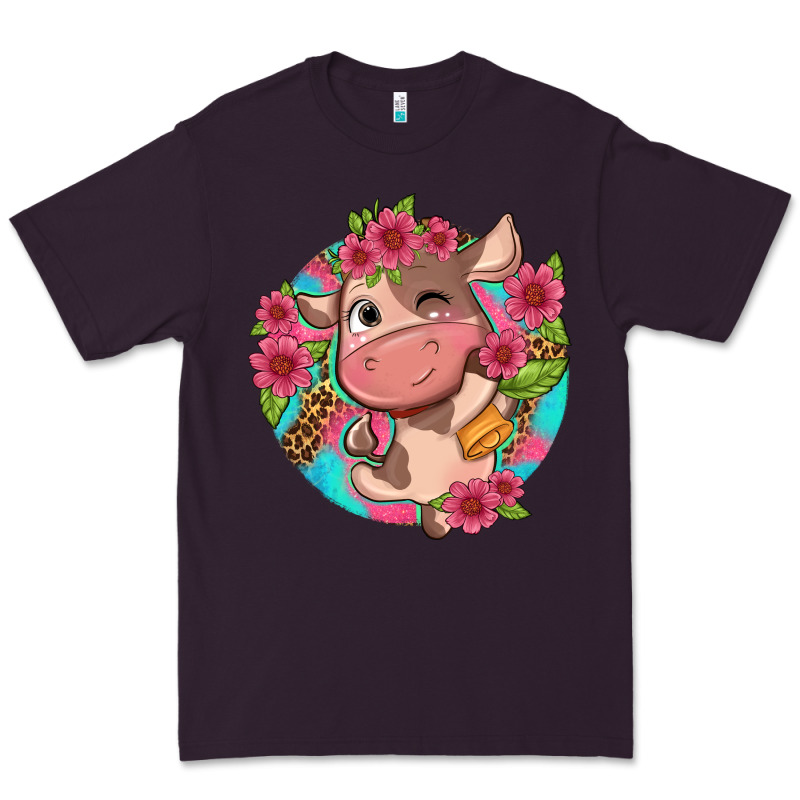 Cute Cow Pink Flowers And Leopard Pattern Premium Tee by NancyCooperArtShop | Teevron