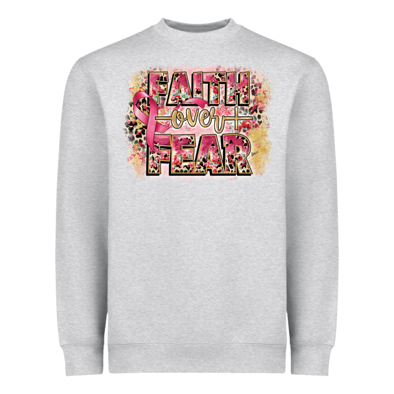Faith Over Fear Breast Cancer 12 Inches 300 Dpi Heavyweight Sweatshirt by CowGirlArtShop | Teevron