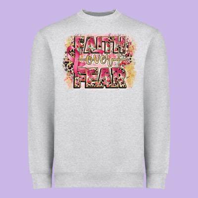 Faith Over Fear Breast Cancer 12 Inches 300 Dpi Heavyweight Sweatshirt Designed By Cowgirlartshop