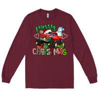 Burgundy merry christmas monster truck Long Sleeve Tee - texasbilliewilder