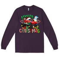 Plum merry christmas monster truck Long Sleeve Tee - texasbilliewilder