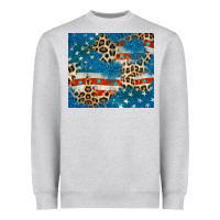 Heather Grey leopard glitter american flag Heavyweight Sweatshirt - CowGirlArtShop