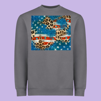 Leopard Glitter American Flag Heavyweight Sweatshirt Designed By Cowgirlartshop