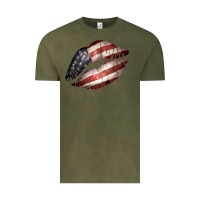 Vintage Olive American Flag Lips Vintage Tee - Bettercallsaul