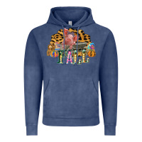 Vintage Denim Fall Scene Pumpkin Watercolor Pig Wagon Serape Cheetah Vintage Hoodie - Bettercallsaul