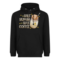 Black Half Human Half Coffee Heavyweight Hoodie - CowhideDigitalArt