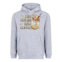 Heather Grey Half Human Half Coffee Heavyweight Hoodie - CowhideDigitalArt
