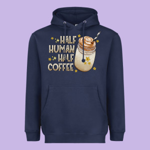 Half Human Half Coffee Heavyweight Hoodie Designed By Cowhidedigitalart