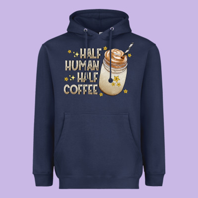 Half Human Half Coffee Heavyweight Hoodie Designed By Cowhidedigitalart