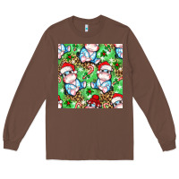 Chestnut Christmas cute hippo sitting Long Sleeve Tee - NancyCooperArtShop