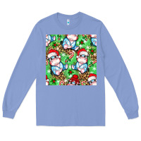 Colony Blue Christmas cute hippo sitting Long Sleeve Tee - NancyCooperArtShop