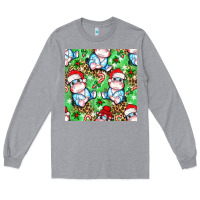 Heather Grey Christmas cute hippo sitting Long Sleeve Tee - NancyCooperArtShop