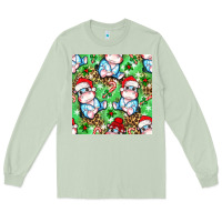 Matcha Christmas cute hippo sitting Long Sleeve Tee - NancyCooperArtShop