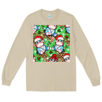 Mushroom Christmas cute hippo sitting Long Sleeve Tee - NancyCooperArtShop
