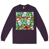 Plum Christmas cute hippo sitting Long Sleeve Tee - NancyCooperArtShop