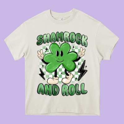 Shamrock And Roll Heavy Core Tee Designed By Maliassmallbusiness