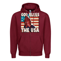 Burgundy God Bless the USA Zipper Hoodie - FaDigitalArtStudio