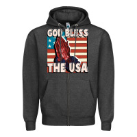 Charcoal Heather God Bless the USA Zipper Hoodie - FaDigitalArtStudio