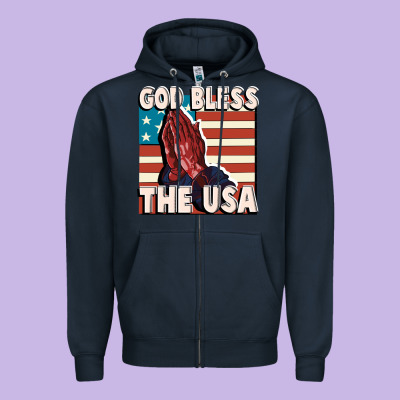 God Bless The Usa Zipper Hoodie Designed By Fadigitalartstudio