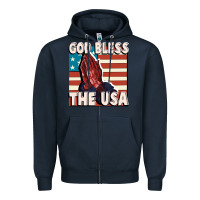 Navy God Bless the USA Zipper Hoodie - FaDigitalArtStudio