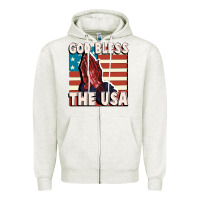 Oatmeal Heather God Bless the USA Zipper Hoodie - FaDigitalArtStudio
