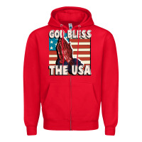 Red God Bless the USA Zipper Hoodie - FaDigitalArtStudio