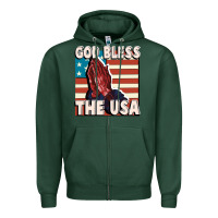 Sports Green God Bless the USA Zipper Hoodie - FaDigitalArtStudio